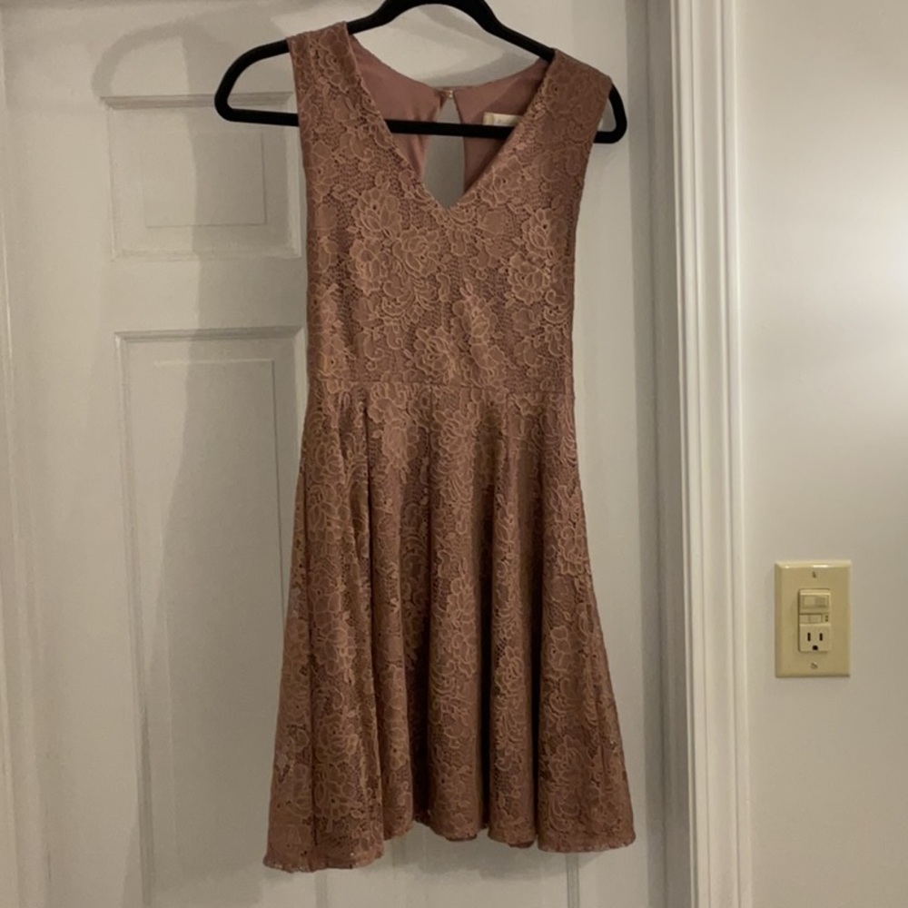 Altar'd State Pink Sleeveless V-Neck Fit and Flare Mini Dress